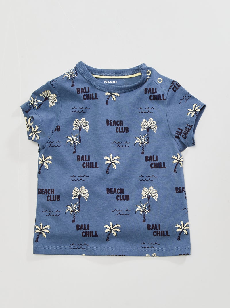 T-shirt com estampado 'Bali' AZUL - Kiabi
