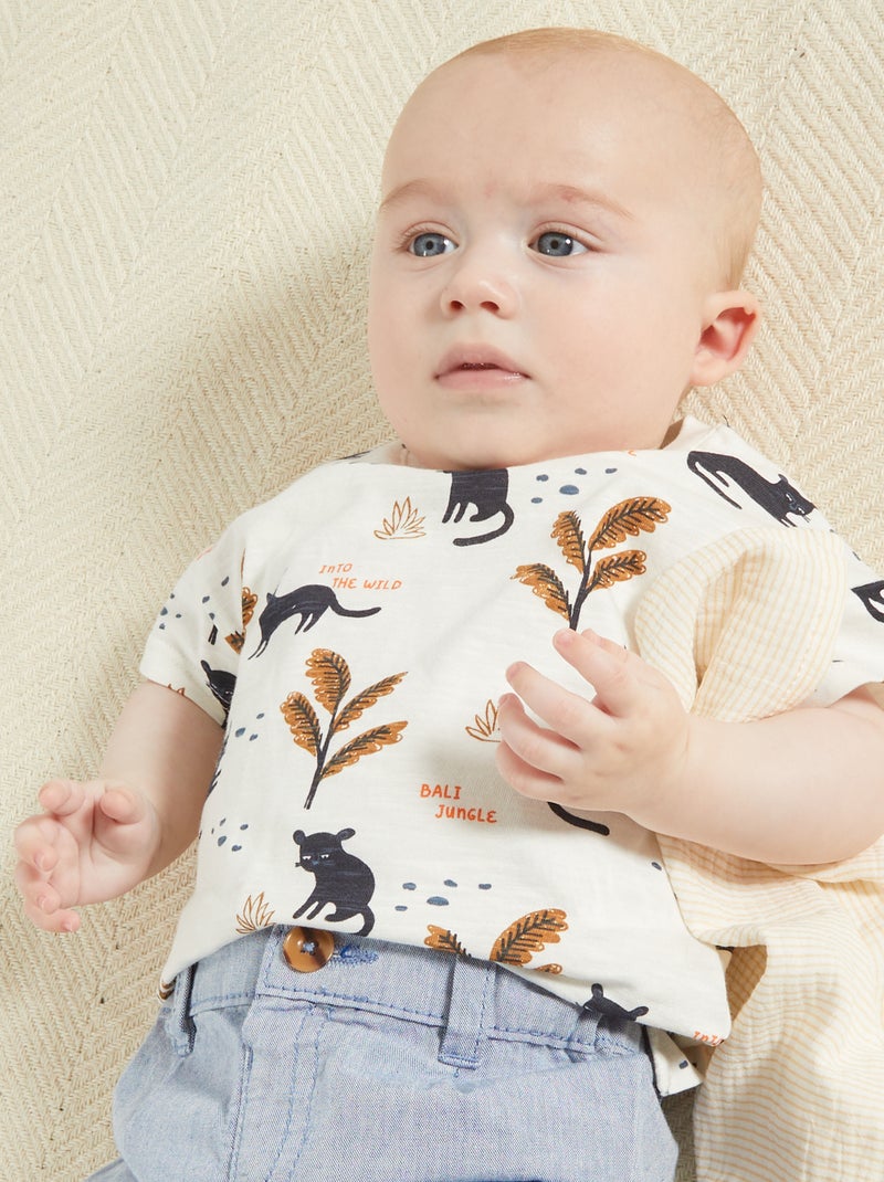T-shirt com estampado 'Bali Jungle - Into the wild' BRANCO - Kiabi