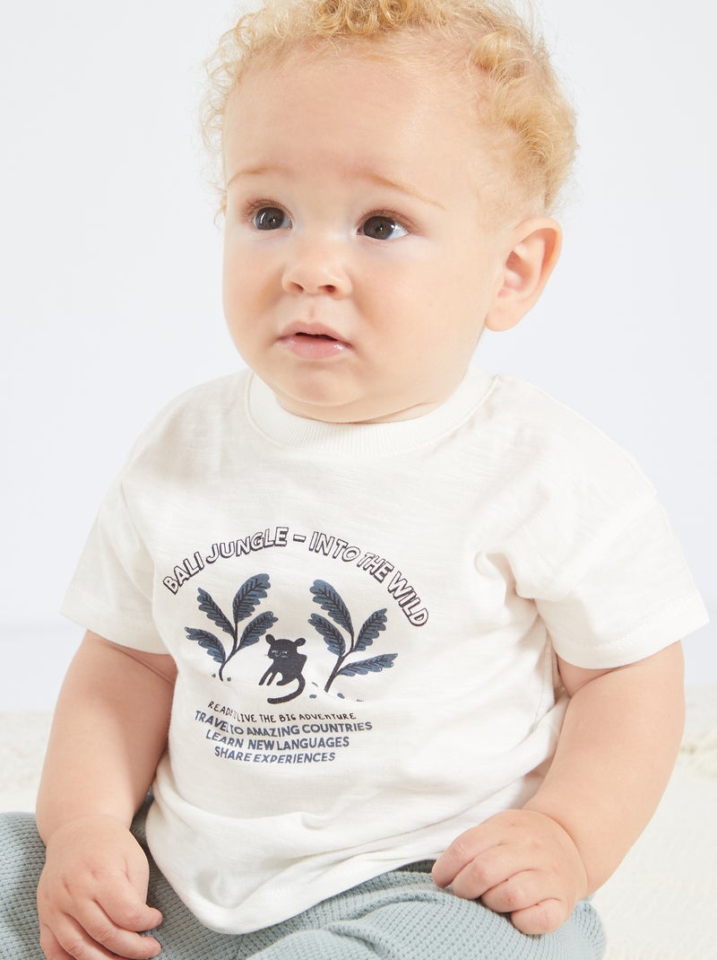 T-shirt com estampado 'Bali Jungle - Into the wild' BRANCO - Kiabi