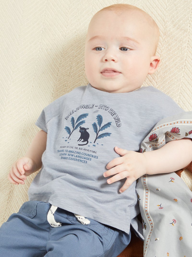T-shirt com estampado 'Bali Jungle - Into the wild' CINZA - Kiabi