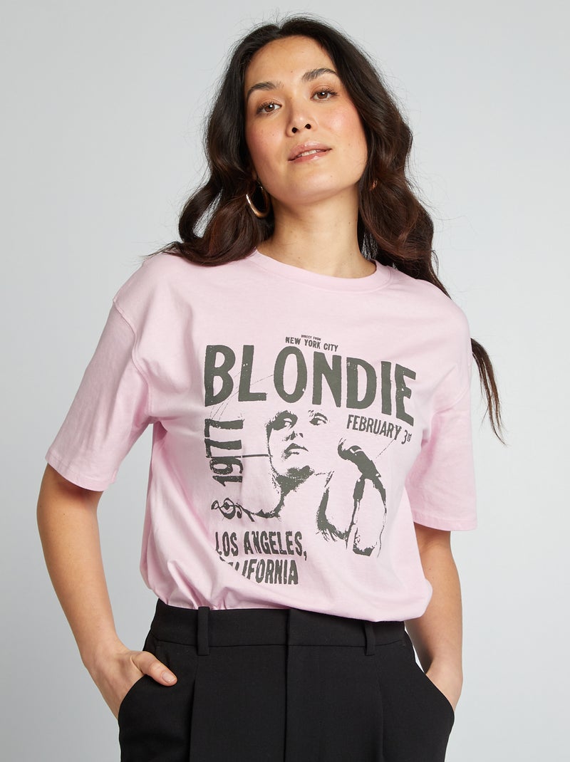 T-shirt com estampado 'Blondie' de manga curta ROSA - Kiabi