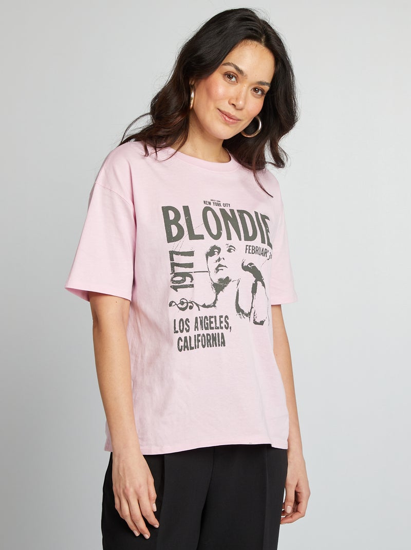 T-shirt com estampado 'Blondie' de manga curta ROSA - Kiabi