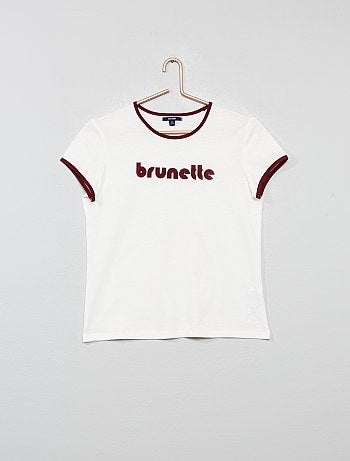 Menina 10-18 anos - T-shirt com estampado 'brunette' em veludo - Kiabi