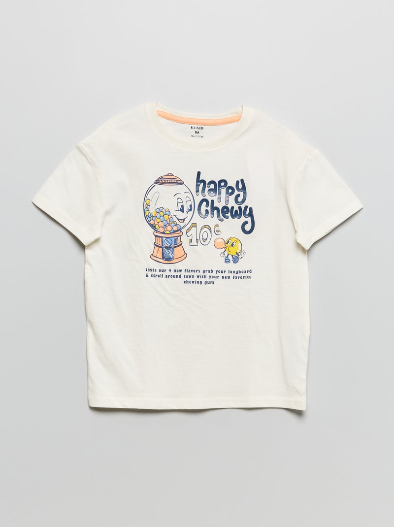 T-shirt com estampado 'bubble gum' BRANCO - Kiabi