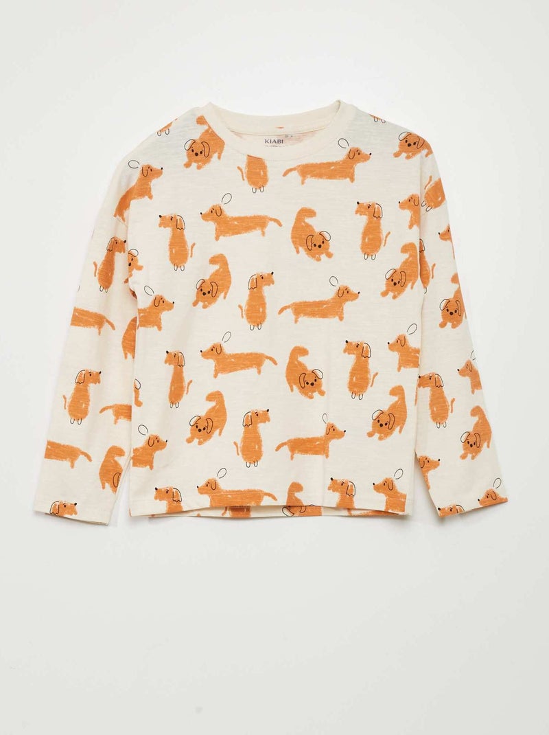 T-shirt com estampado 'cães' BRANCO - Kiabi