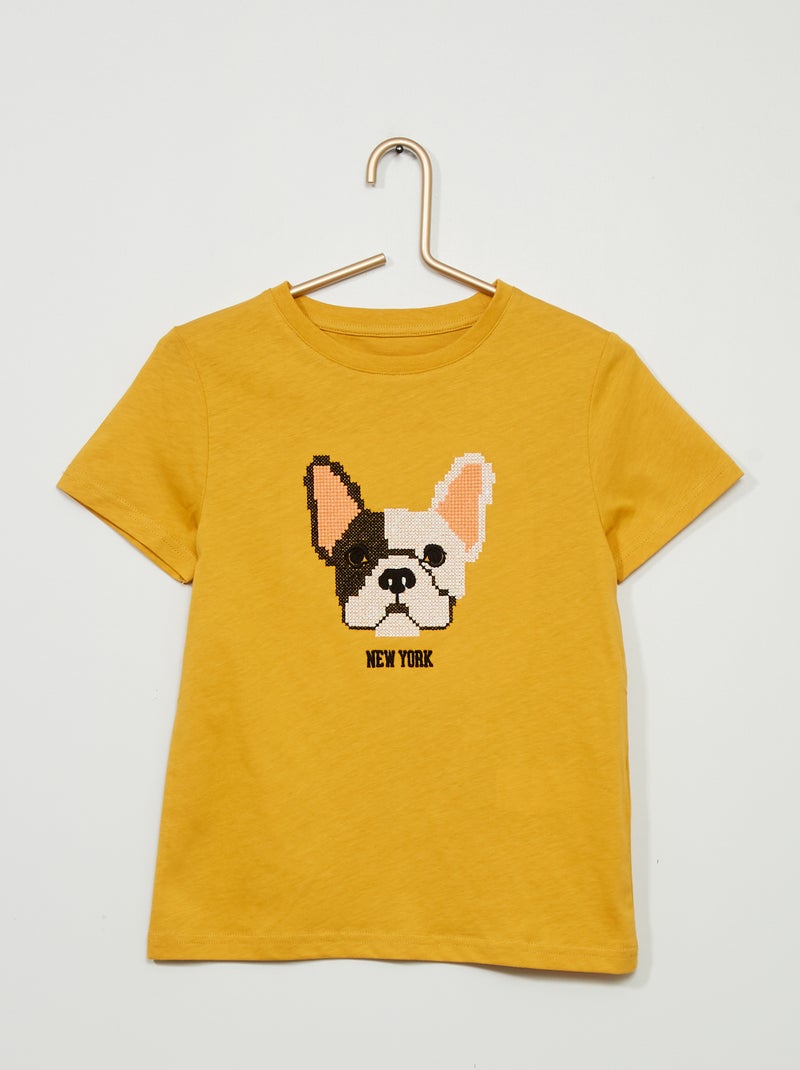 T-shirt com estampado 'cão' AMARELO - Kiabi