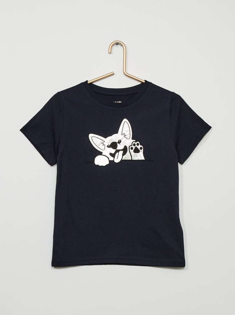 T-shirt com estampado 'cão' AZUL - Kiabi