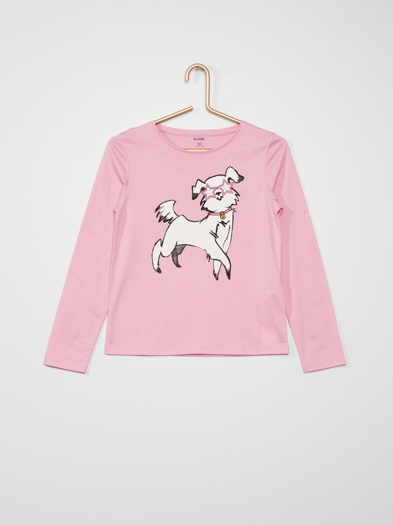 T-shirt com estampado 'cão' ROSA - Kiabi