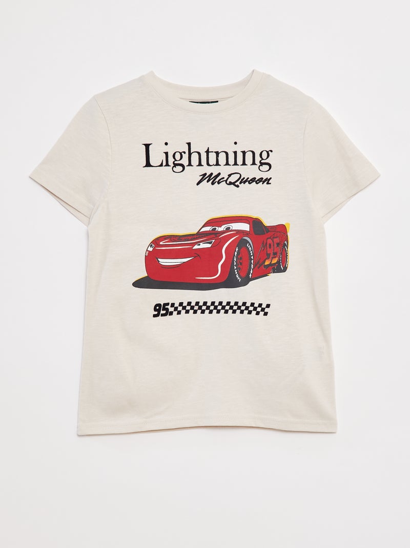 T-shirt com estampado 'Carros' de corte largo Bege - Kiabi