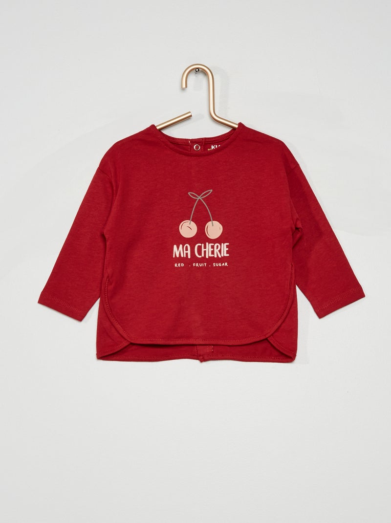 T-shirt com estampado 'cereja' VERMELHO - Kiabi