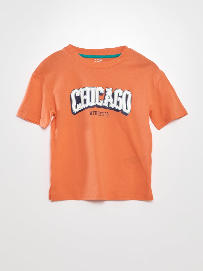 T-shirt com estampado 'Chicago' corte largo VERMELHO - Kiabi