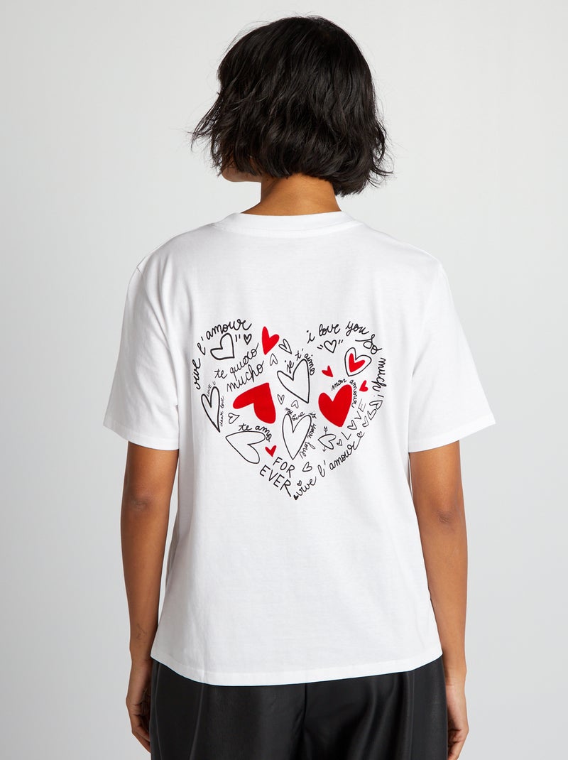 T-shirt com estampado 'Coração' BRANCO - Kiabi