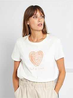 T-shirt com estampado 'coração' - Kiabi