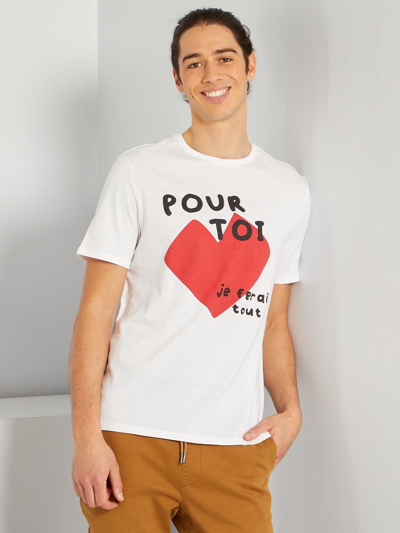 T-shirt com desenho - BRANCO - Kiabi - 6.00€