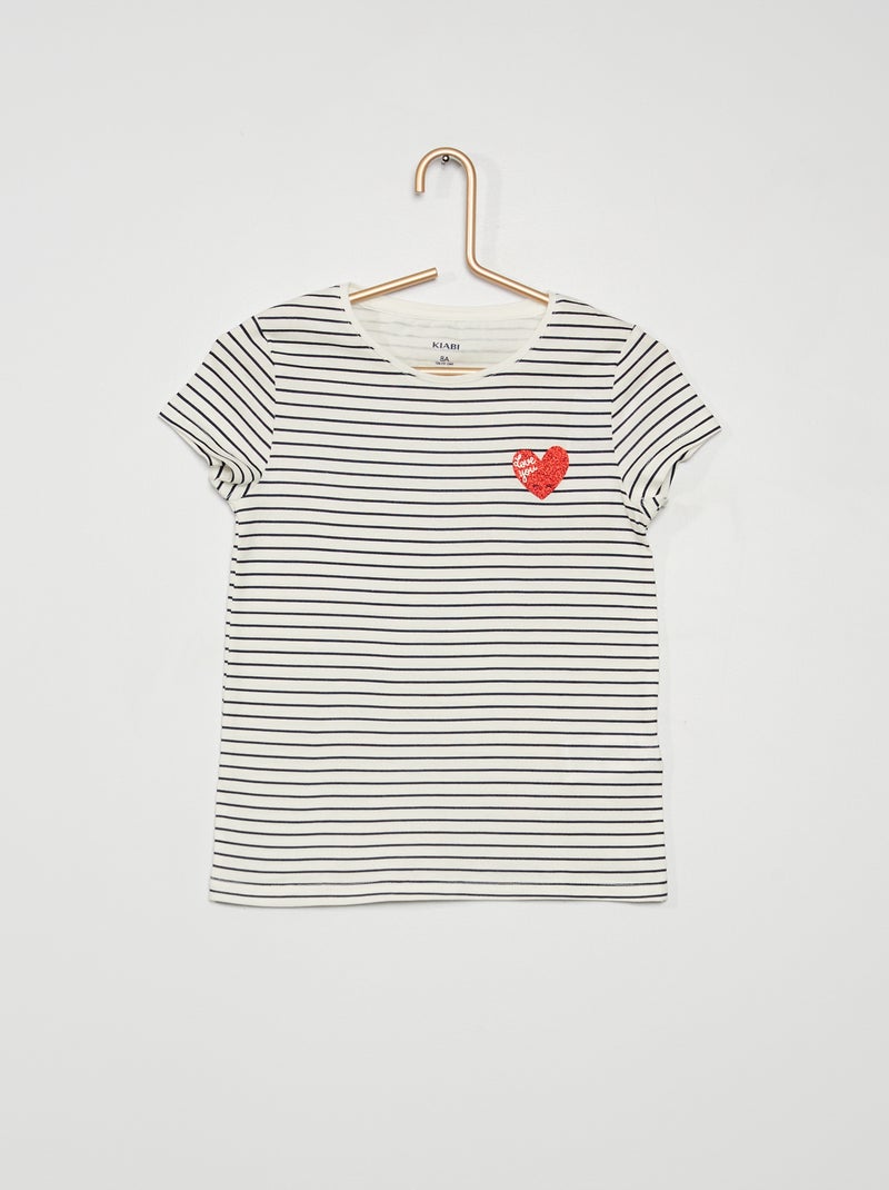 T-shirt com estampado 'corações' AZUL - Kiabi