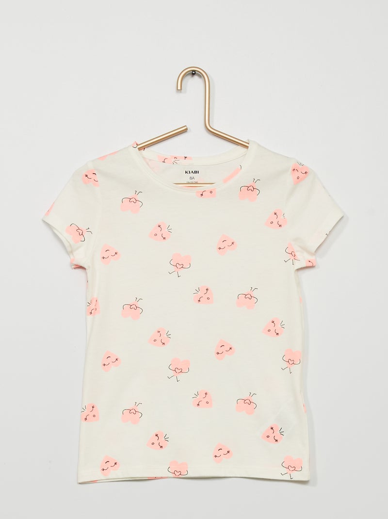 T-shirt com estampado 'corações' BEGE - Kiabi