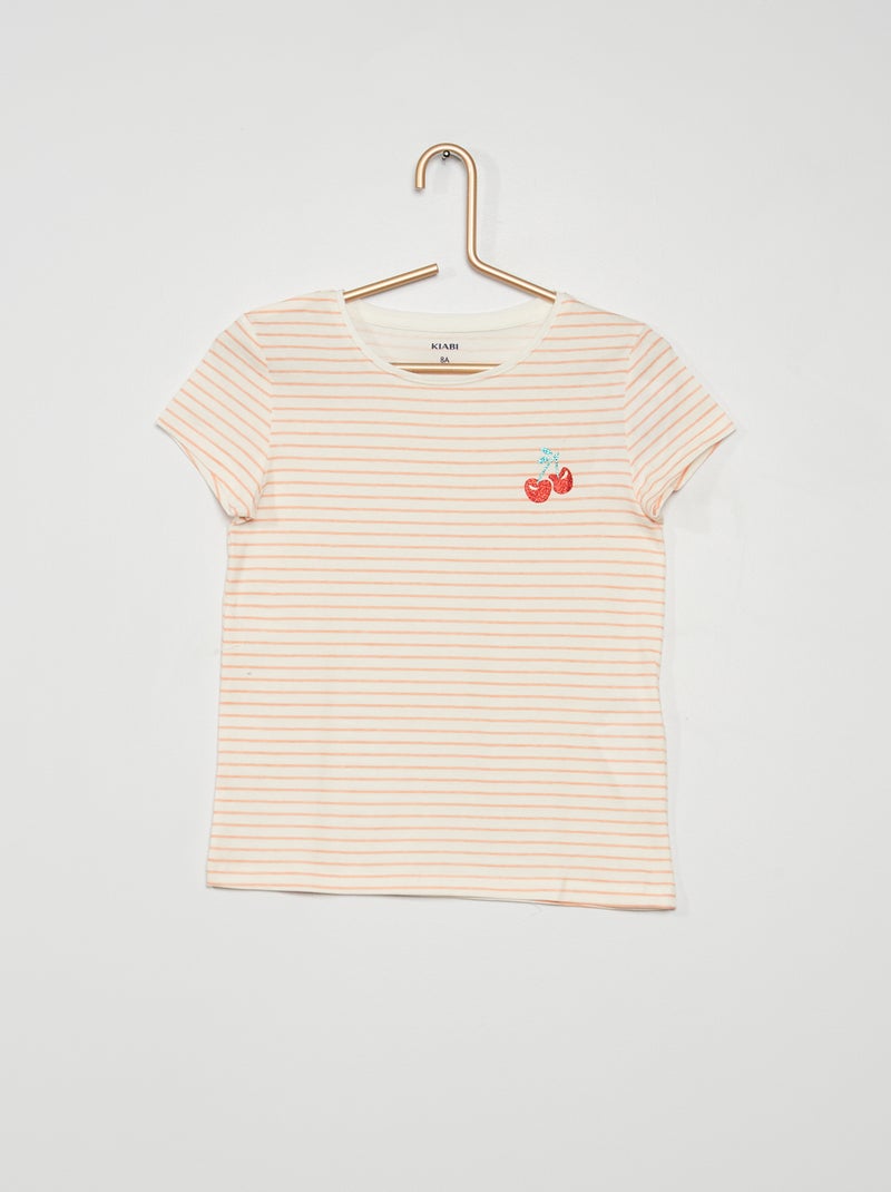 T-shirt com estampado 'corações' LARANJA - Kiabi