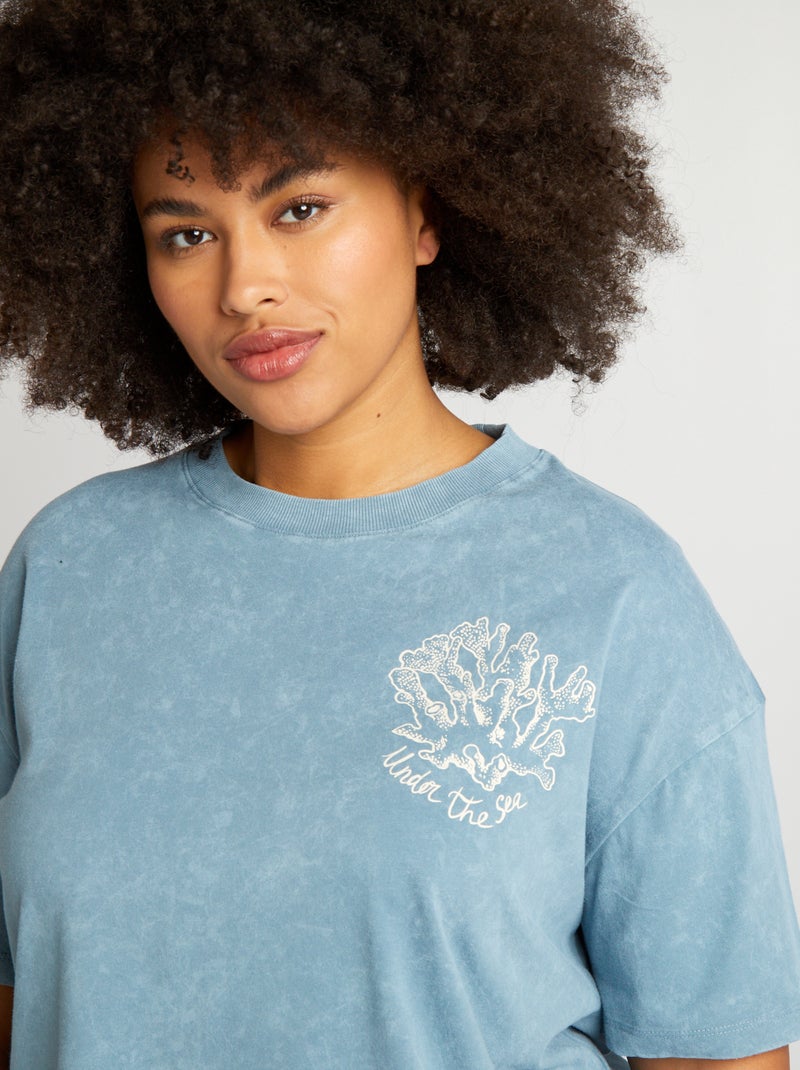 T-shirt com estampado de conchas AZUL - Kiabi