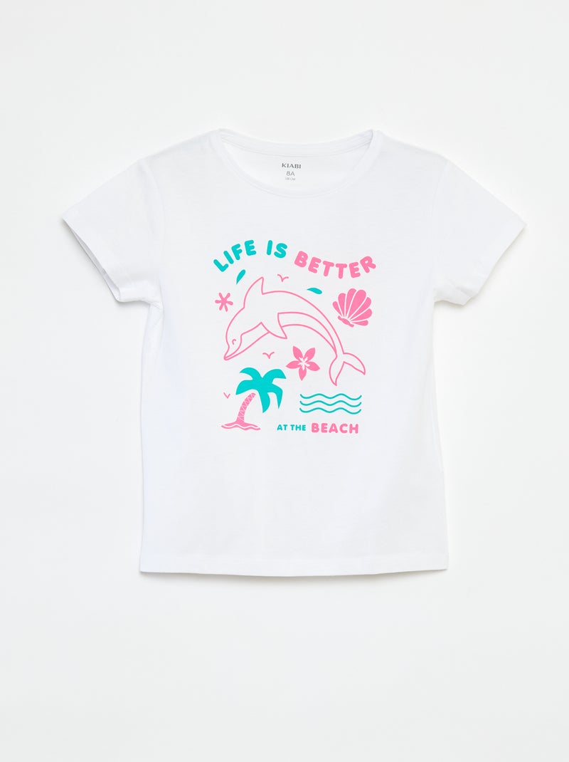 T-shirt com estampado de fantasia BRANCO - Kiabi