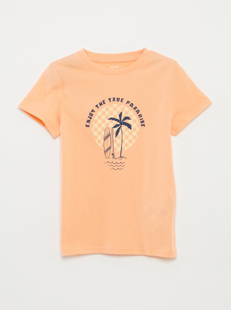 T-shirt com estampado de fantasia LARANJA - Kiabi
