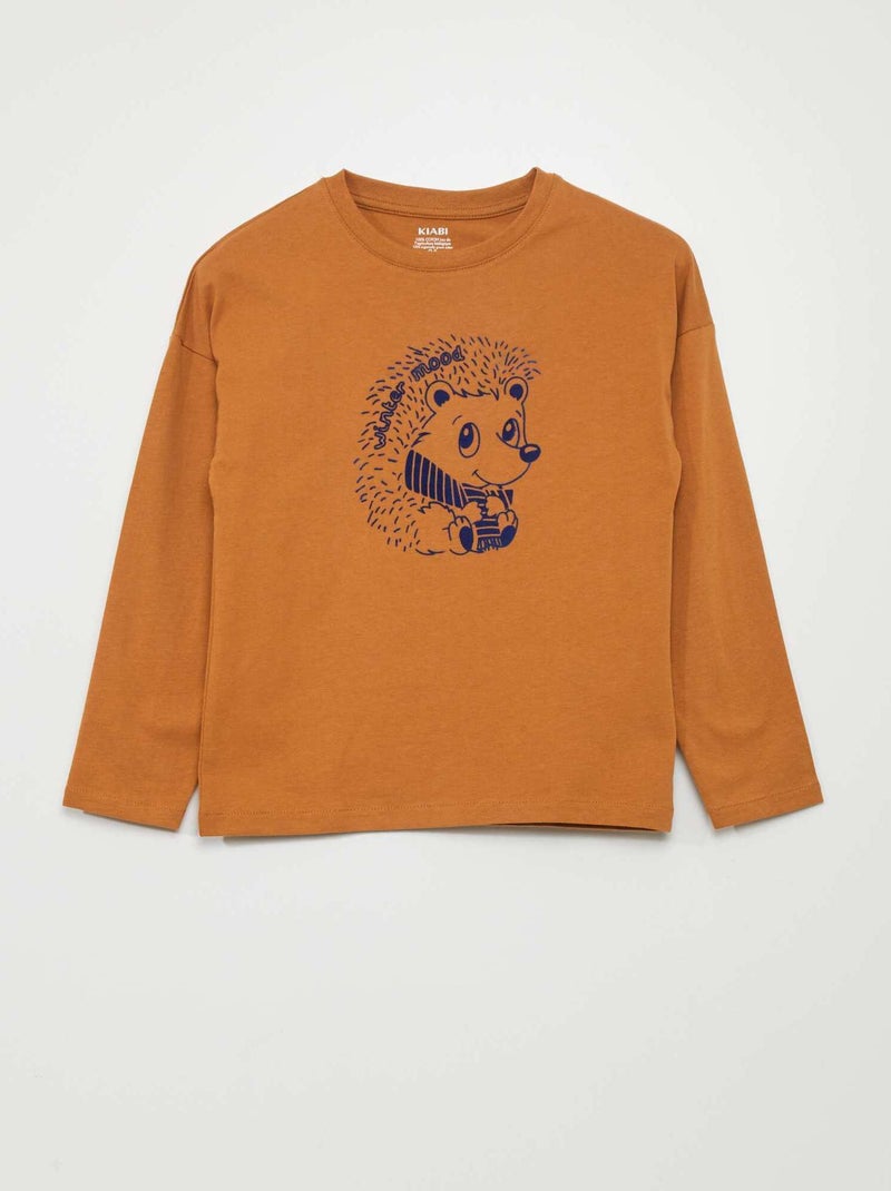T-shirt com estampado de fantasia MARROM - Kiabi
