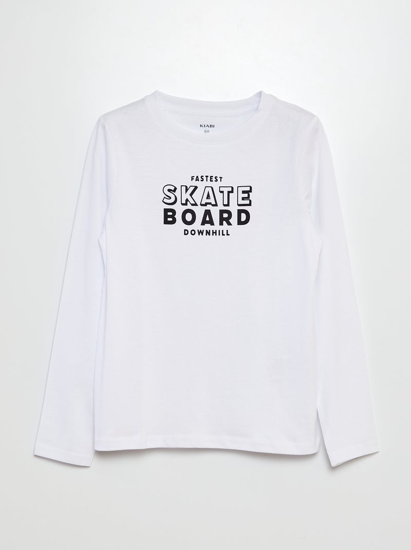 T-shirt com estampado de gola redonda BRANCO - Kiabi