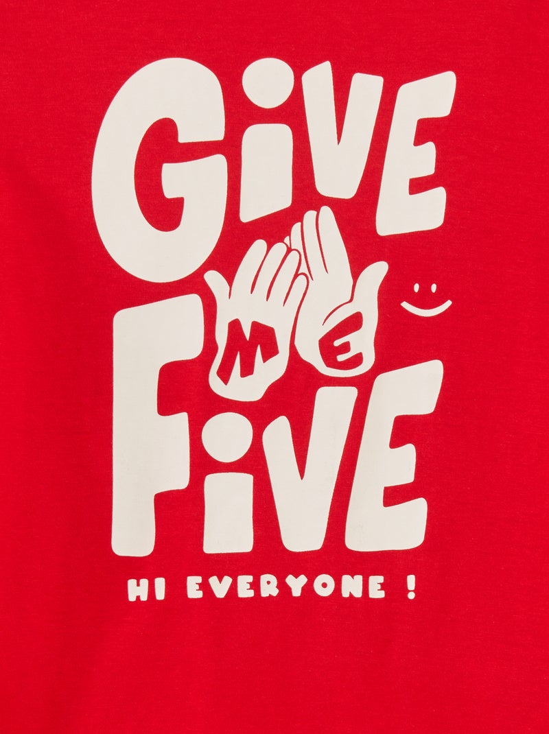 T-shirt com estampado de gola redonda VERMELHO - Kiabi