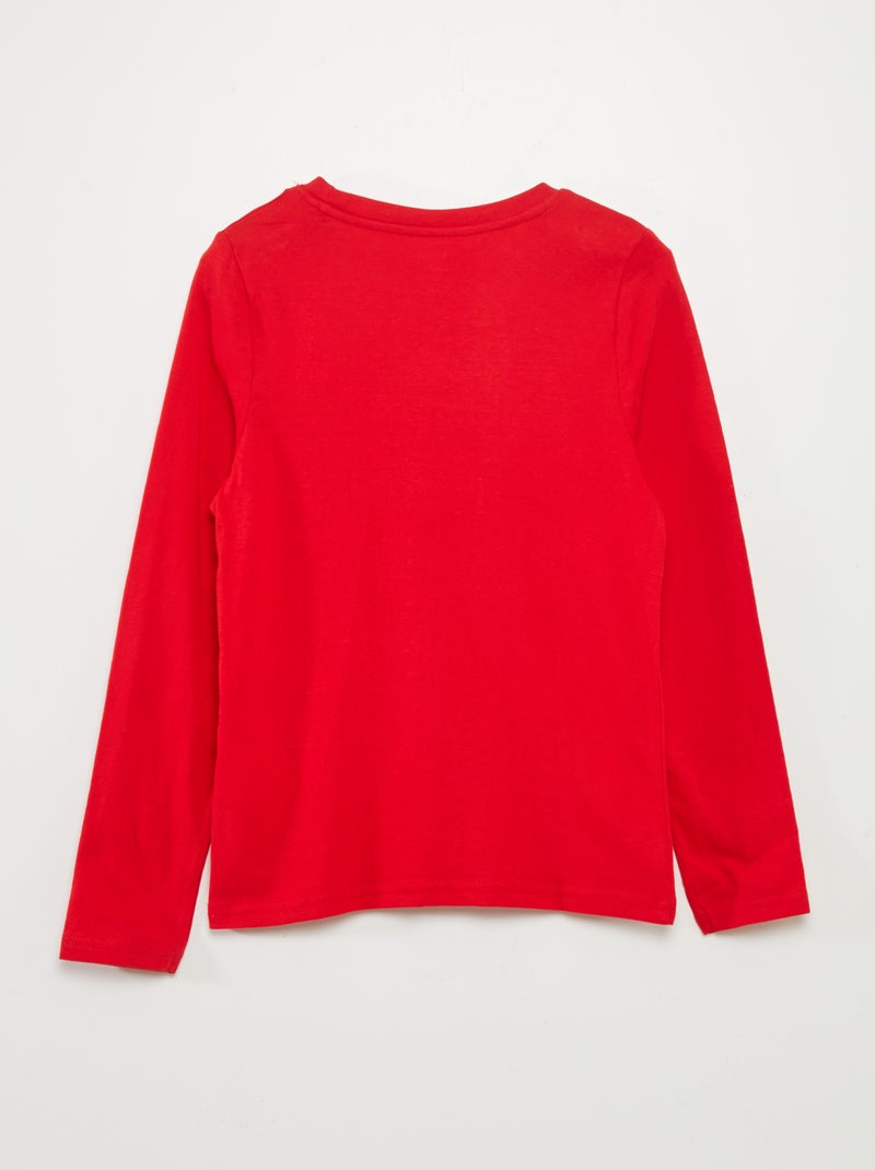 T-shirt com estampado de gola redonda VERMELHO - Kiabi