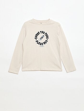 T-shirt com estampado de manga comprida