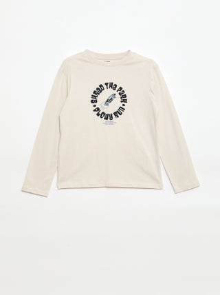 T-shirt com estampado de manga comprida