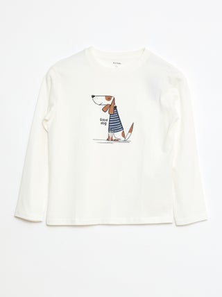 T-shirt com estampado de manga comprida