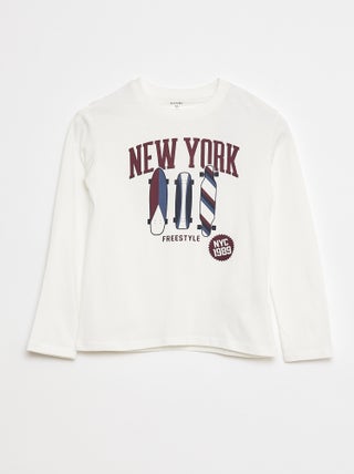 T-shirt com estampado de manga comprida
