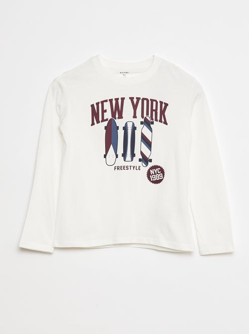 T-shirt com estampado de manga comprida - Kiabi