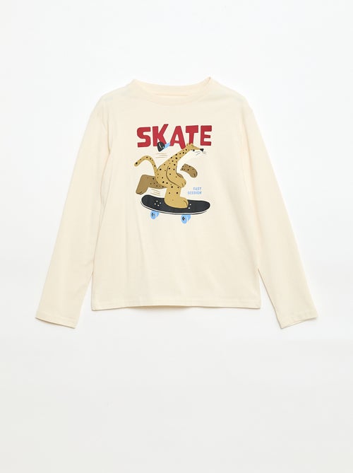 T-shirt com estampado de manga comprida - Kiabi