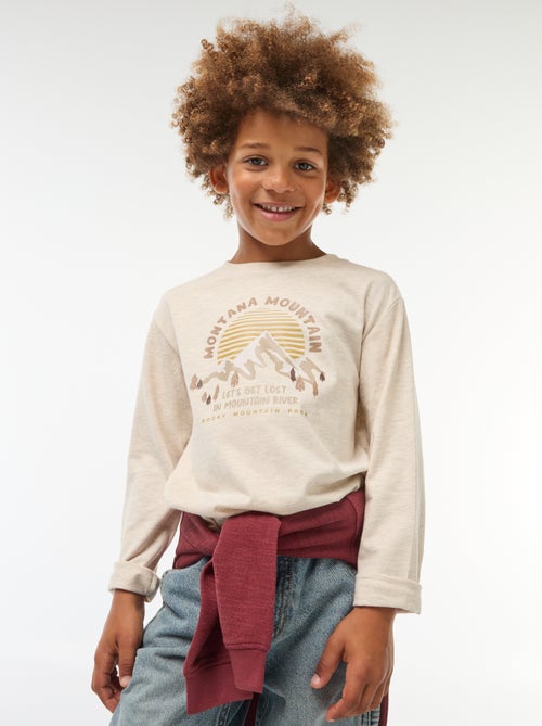 T-shirt com estampado de manga comprida - Kiabi