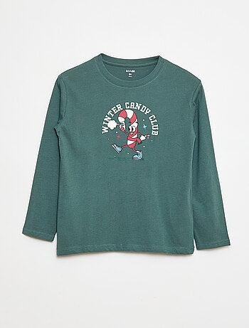 T-shirt com estampado de manga comprida