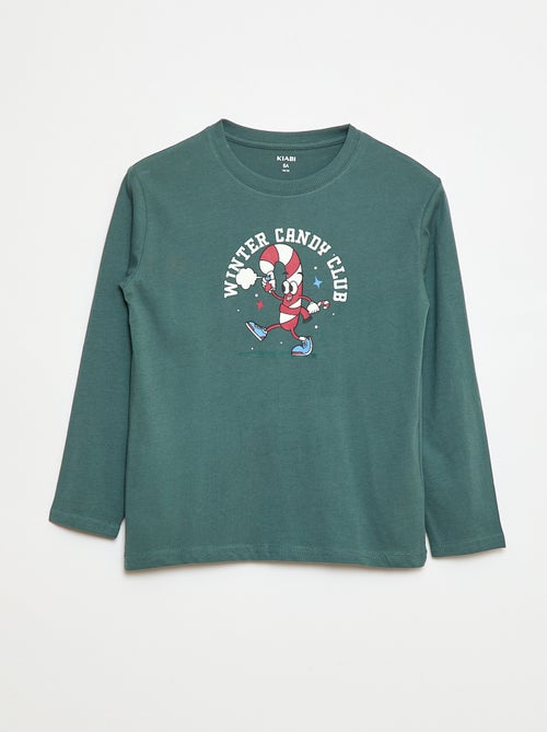 T-shirt com estampado de manga comprida - Kiabi