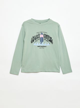 T-shirt com estampado de manga comprida