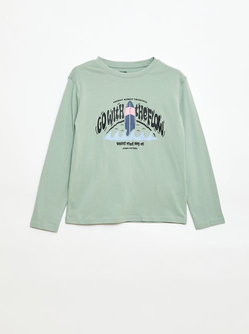 T-shirt com estampado de manga comprida - Kiabi