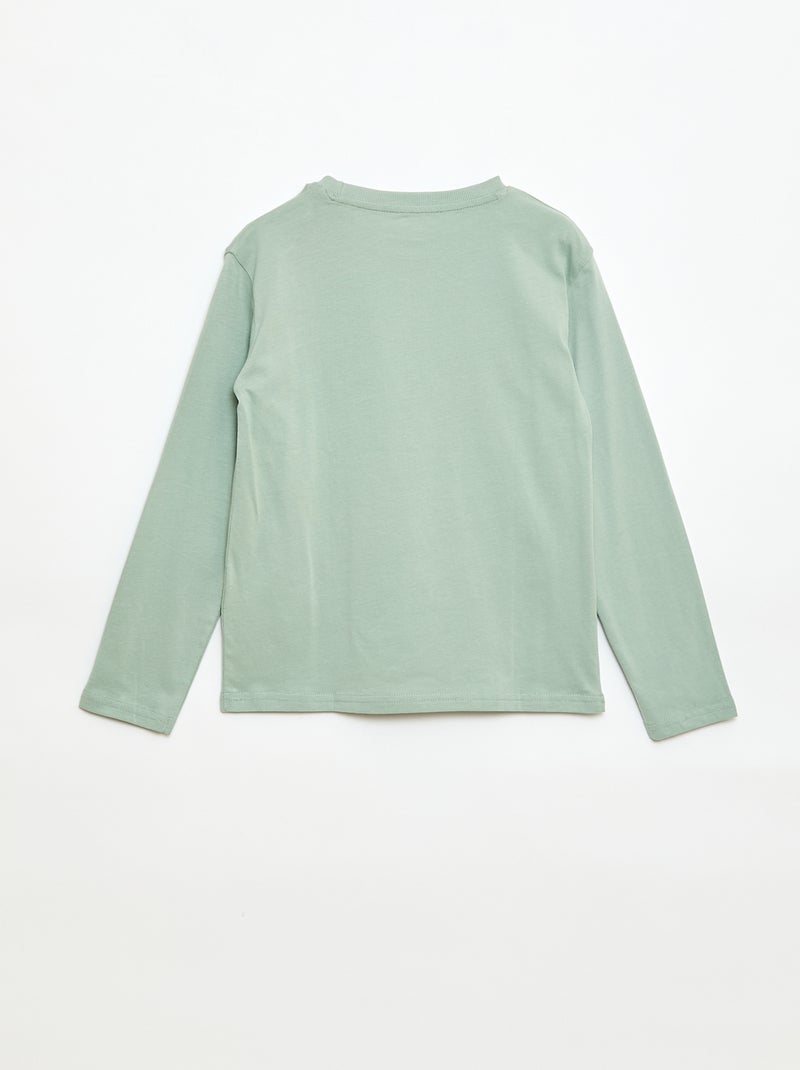 T-shirt com estampado de manga comprida Verde - Kiabi