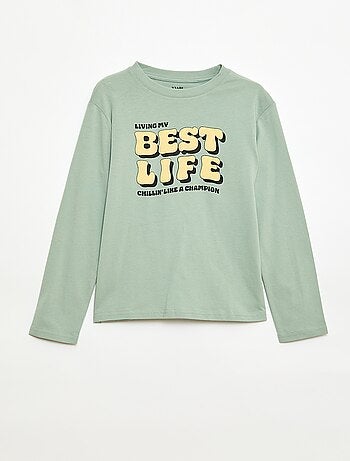 T-shirt com estampado de manga comprida