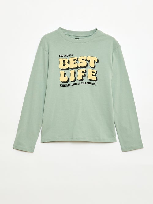 T-shirt com estampado de manga comprida - Kiabi
