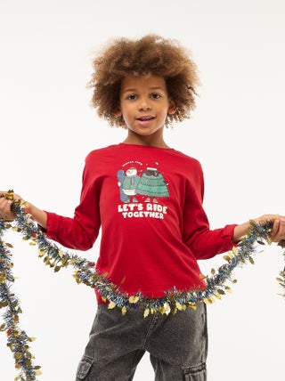 T-shirt com estampado de manga comprida