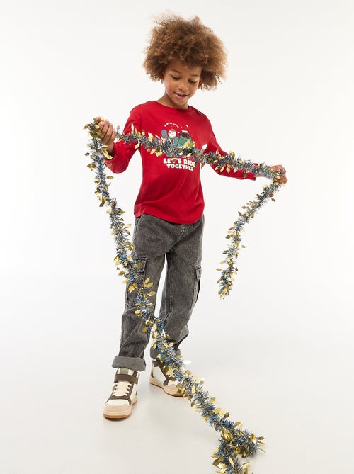 T-shirt com estampado de manga comprida - Kiabi