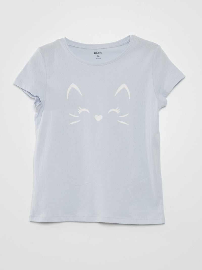 T-shirt com estampado de manga curta AZUL - Kiabi