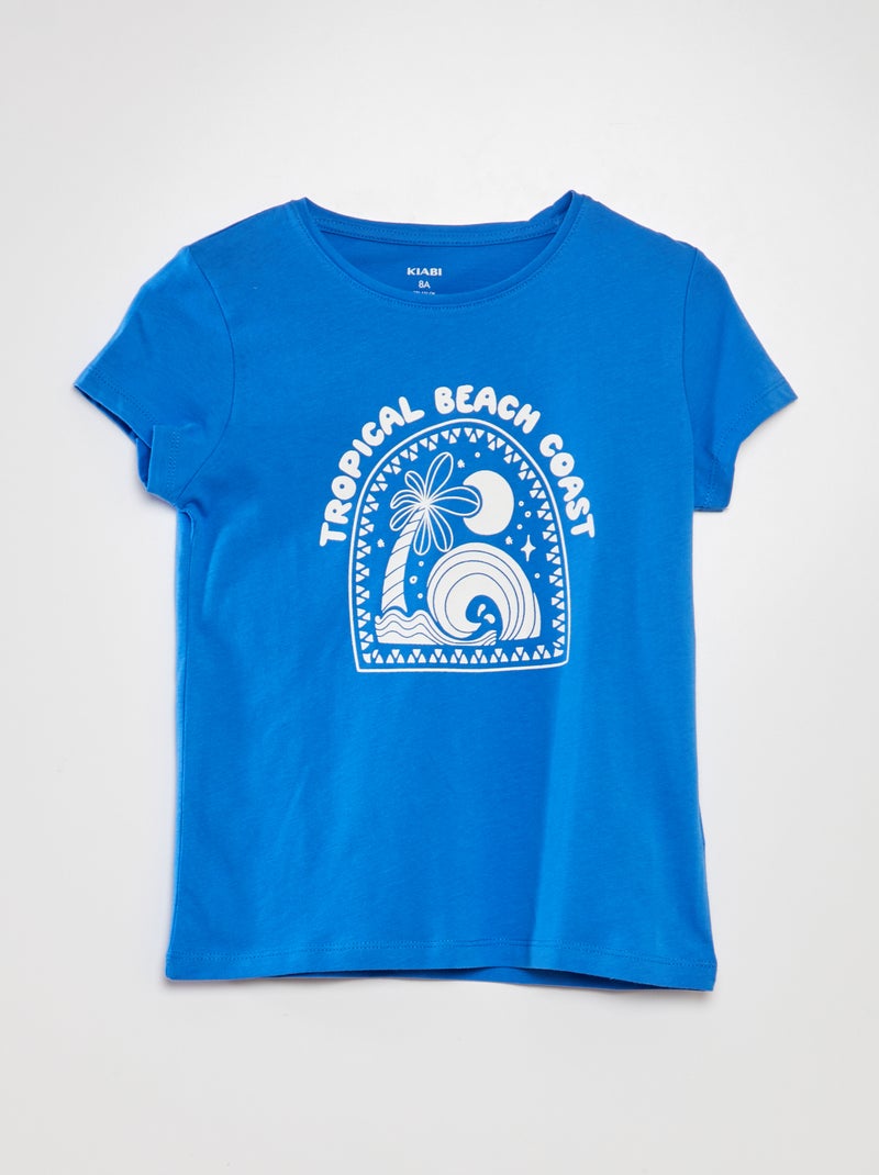 T-shirt com estampado de manga curta AZUL - Kiabi