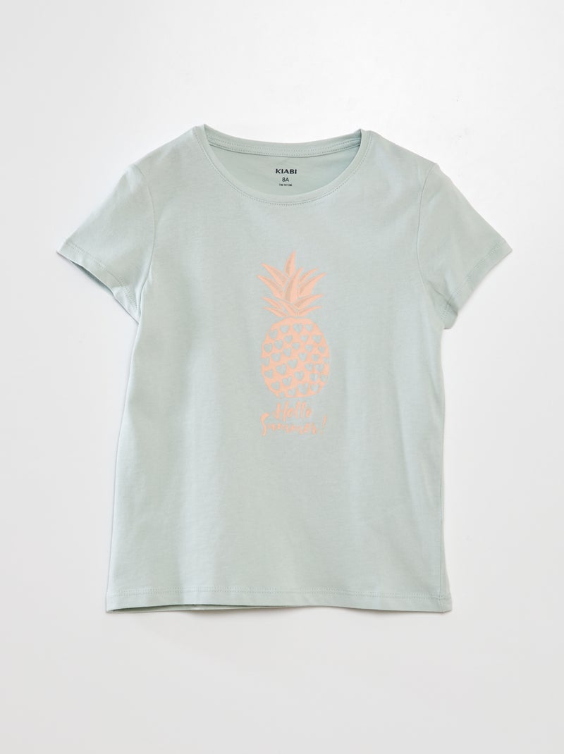 T-shirt com estampado de manga curta AZUL - Kiabi