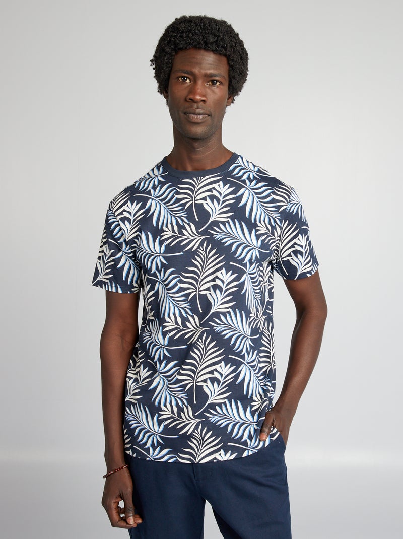 T-shirt com estampado de manga curta AZUL - Kiabi
