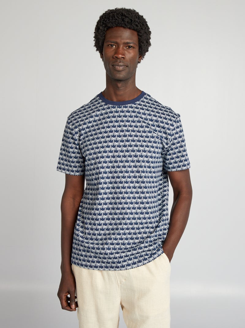 T-shirt com estampado de manga curta AZUL - Kiabi