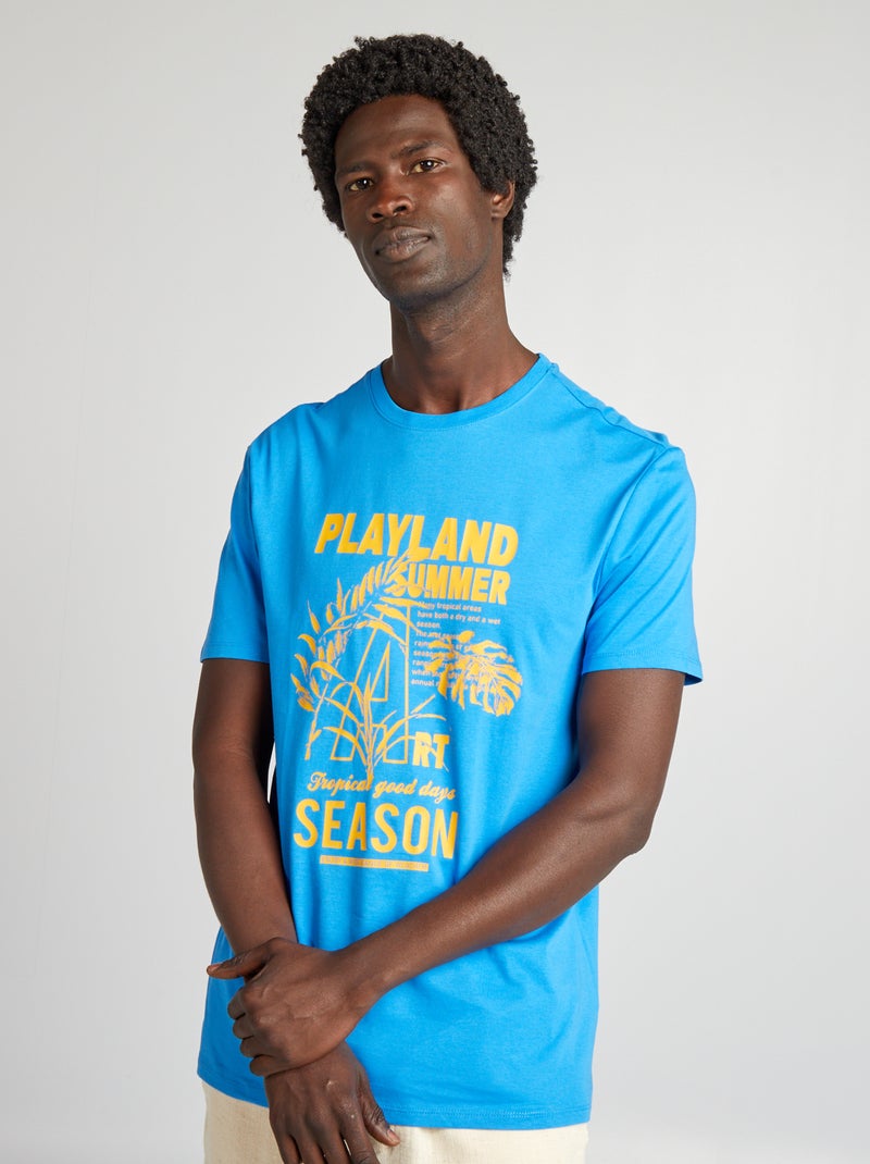 T-shirt com estampado de manga curta AZUL - Kiabi